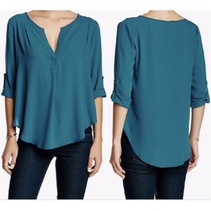 Lush Roll Sleeve Blouse (Moroccan blue)